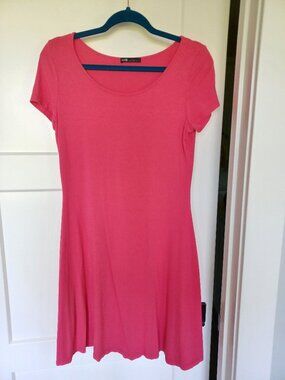 oodji Ultra Hot Pink Soft T-shirt Summer Dress, size Large